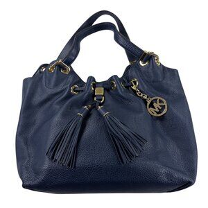 MICHAEL KORS Camden Large Navy Pebbled Leather Drawstring Hobo Shoulder Bag